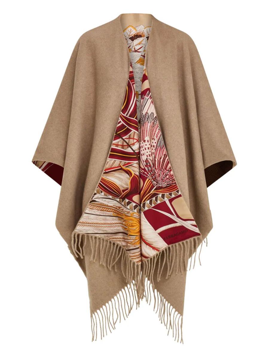 Salvatore Ferragamo Wendbares Cape Aus Seide Und Kaschmir Mit Jade-print
