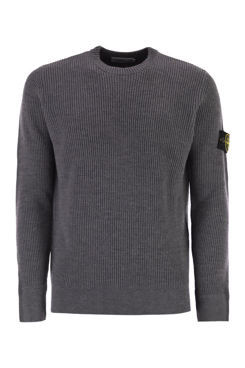 Stone Island – Pullover mit Rundhalsausschnitt und gerippten Kanten