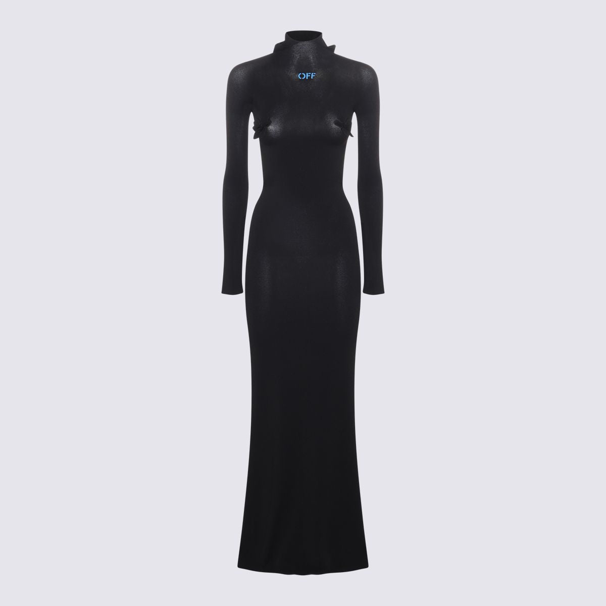 Off-White langes Kleid mit hohem Kragen