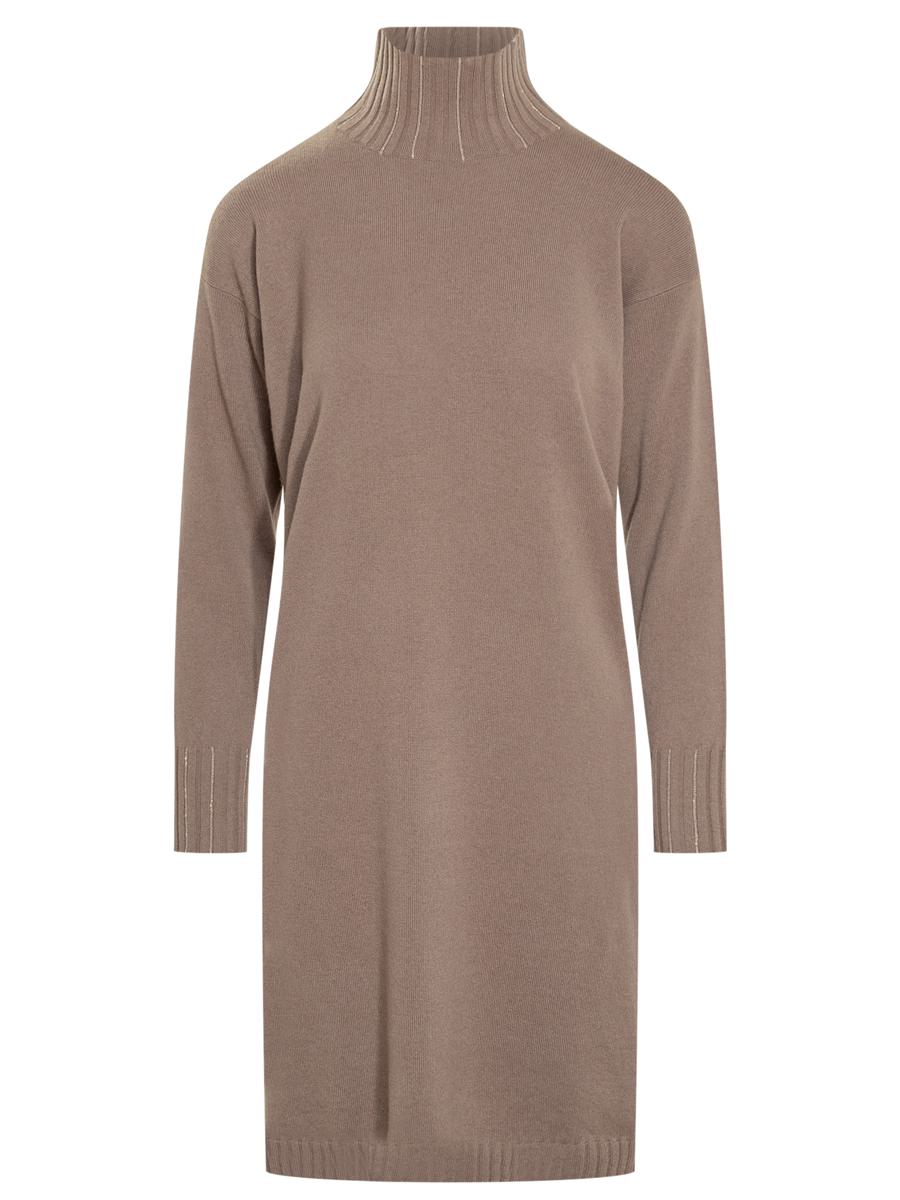 Fabiana Filippi Fabiana Filippi Taupe gestricktes Rollkragenkleid