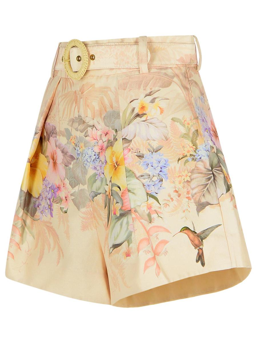 Zimmermann „Illuminate“ Shorts aus elfenbeinfarbener Seidenmischung