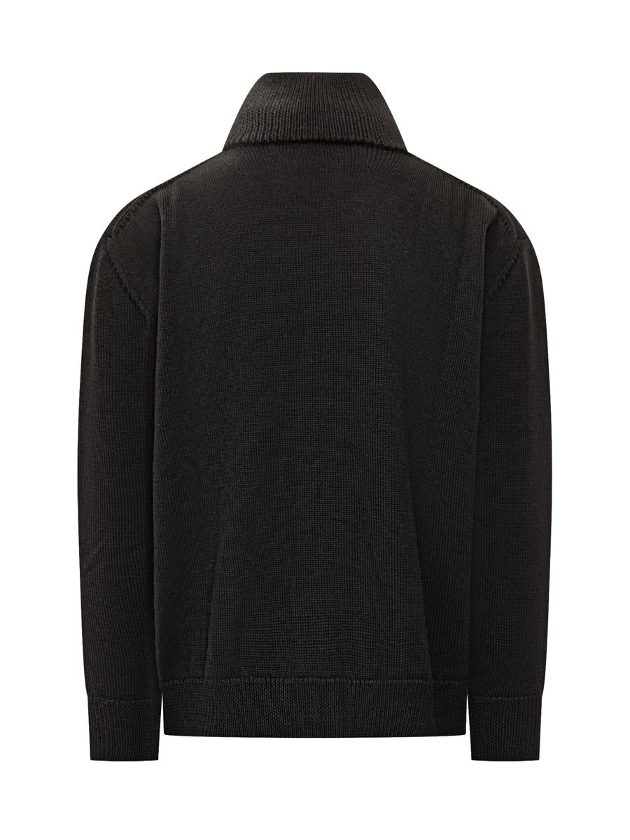 Jil Sander – Schwarze Strickjacke aus technischem Strick Jil Sander