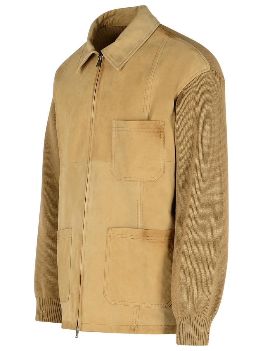 Beige Wildlederjacke von Golden Goose