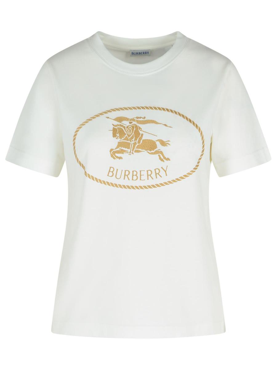Burberry Elfenbeinfarbenes Baumwoll-T-Shirt