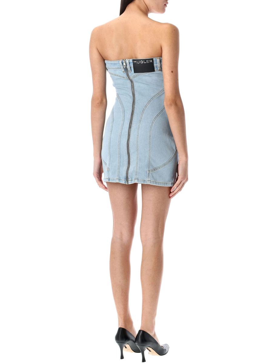 Mugler Spiral Denim Bustierkleid