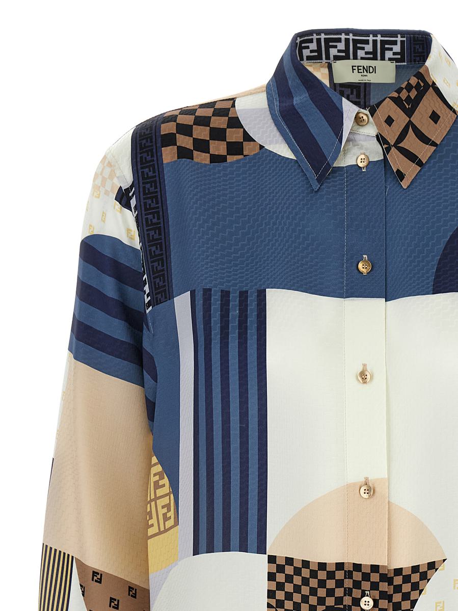 Fendi Patchwork-Seidenhemd