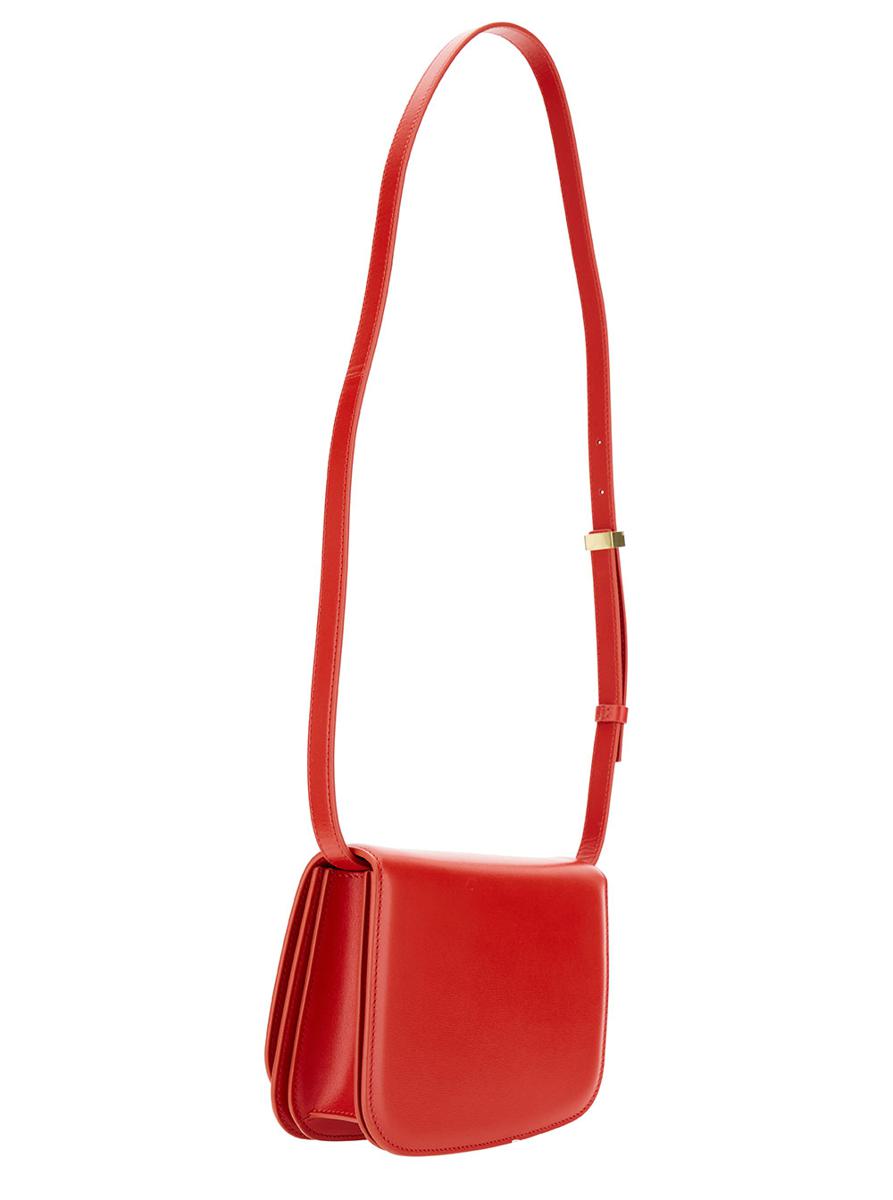 Asymmetrische Umhängetasche „Oyster“ in Rot mit Logodetail aus Leder für Damen