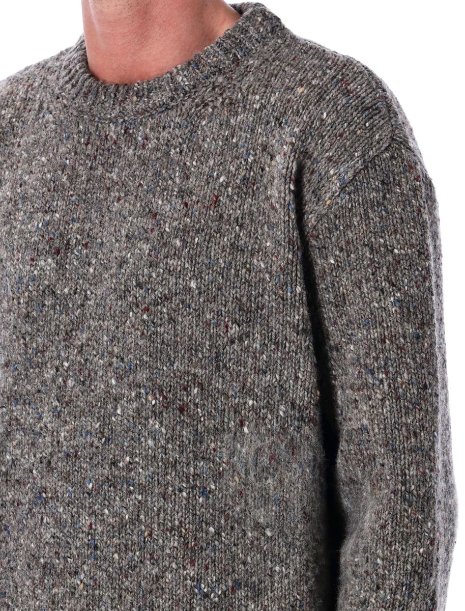 Maison Margiela – Grau gesprenkelter Wollpullover mit Rundhalsausschnitt
