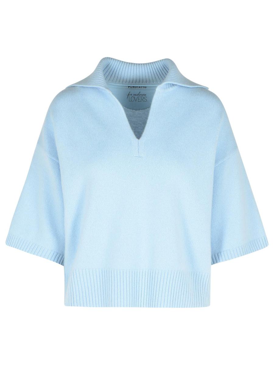 Purotatto Hellblauer Kaschmirpullover