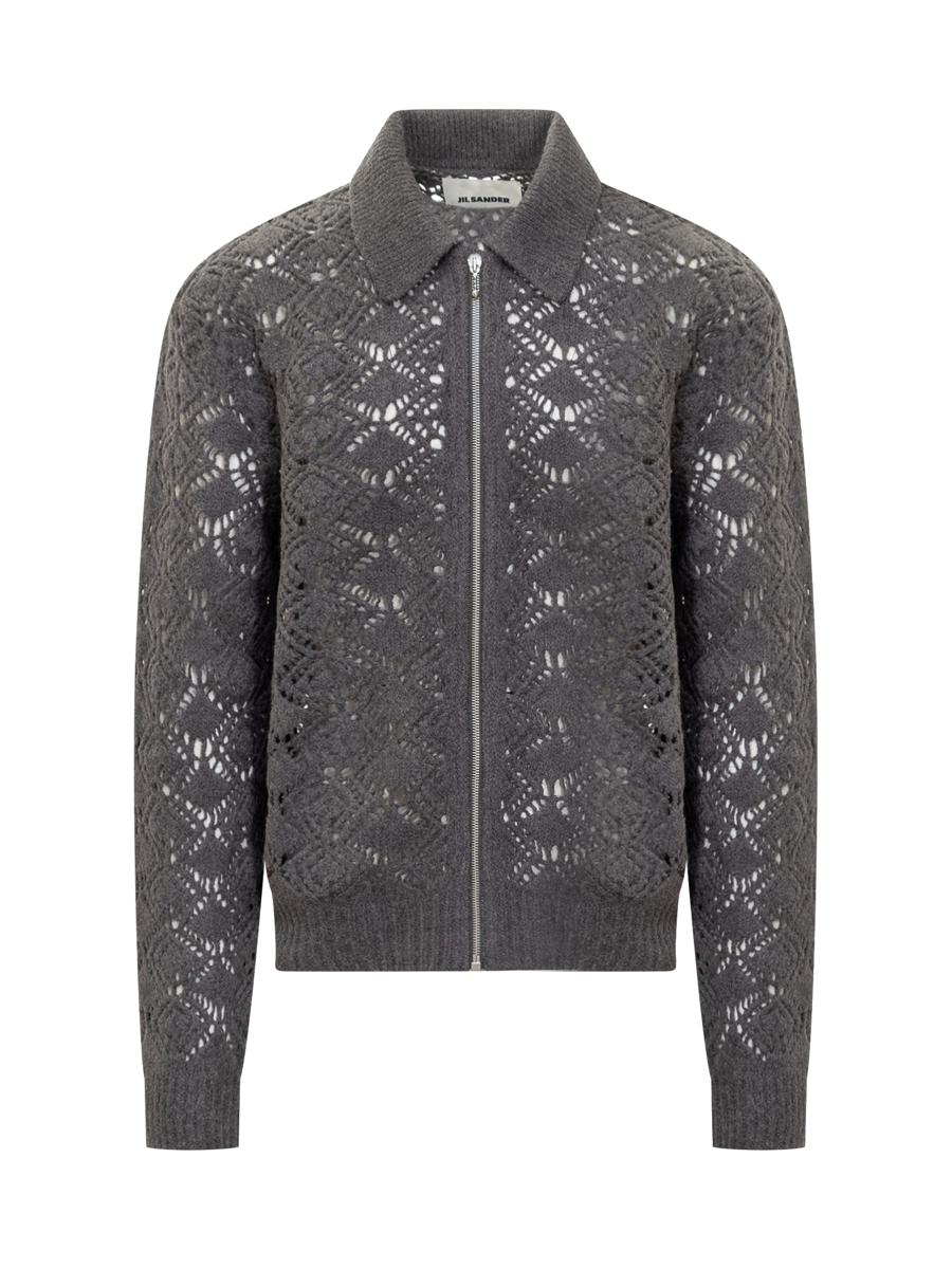 Jil Sander Jil Sander Graue bestickte Strickjacke