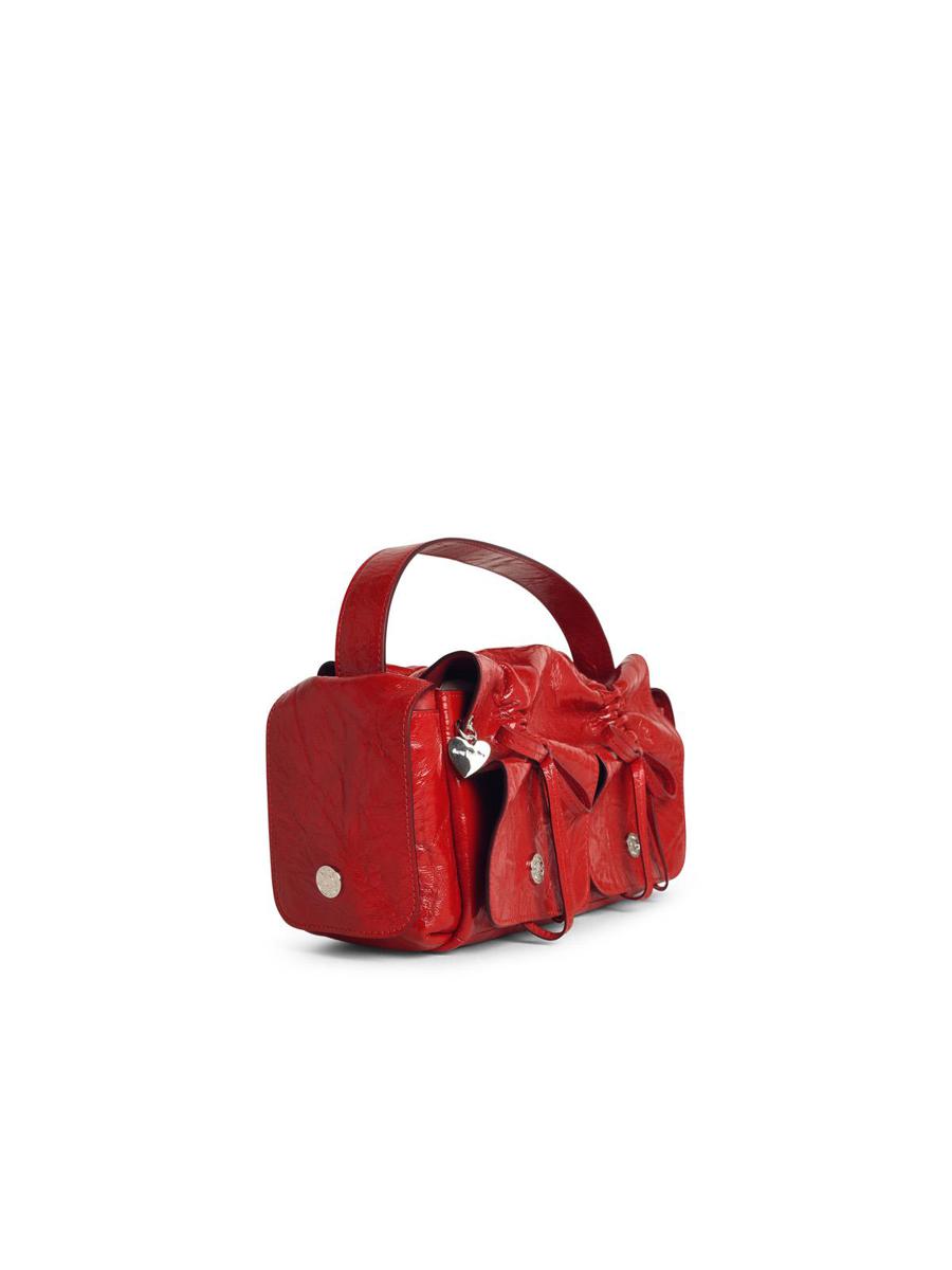 Acne Studios – Multipocket – Glänzende rote Ledertasche