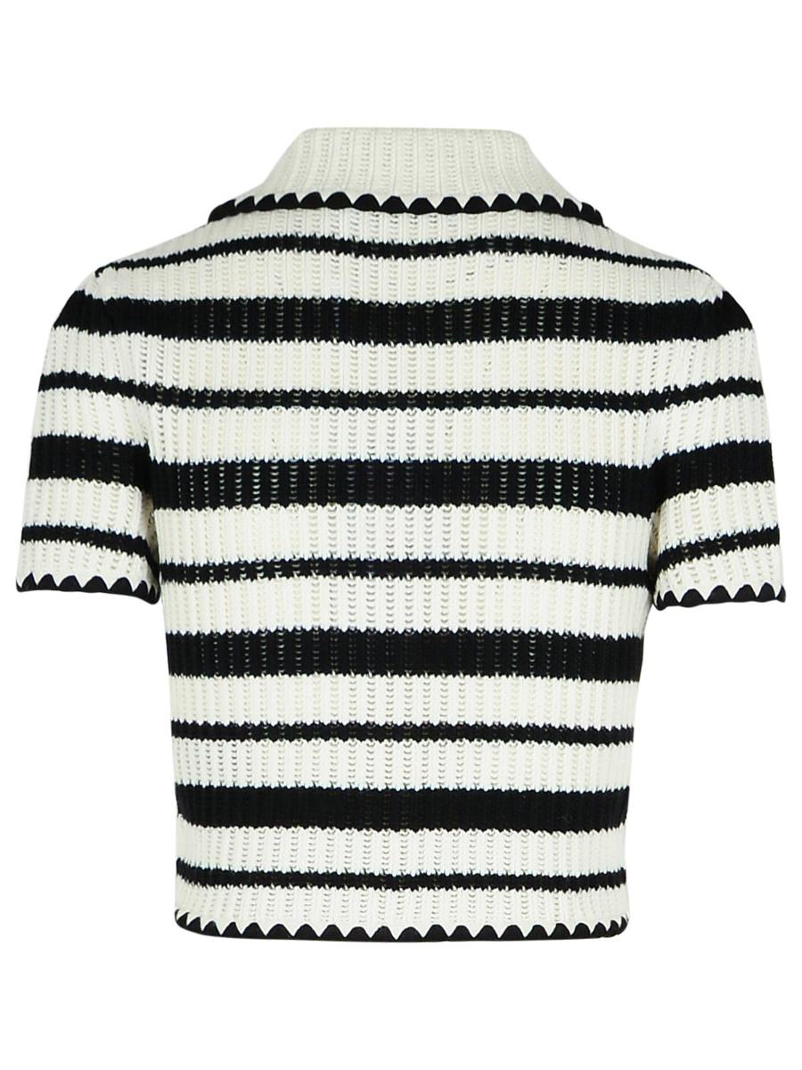 Self-Portrait – Cremefarbenes Poloshirt aus Baumwollmischung