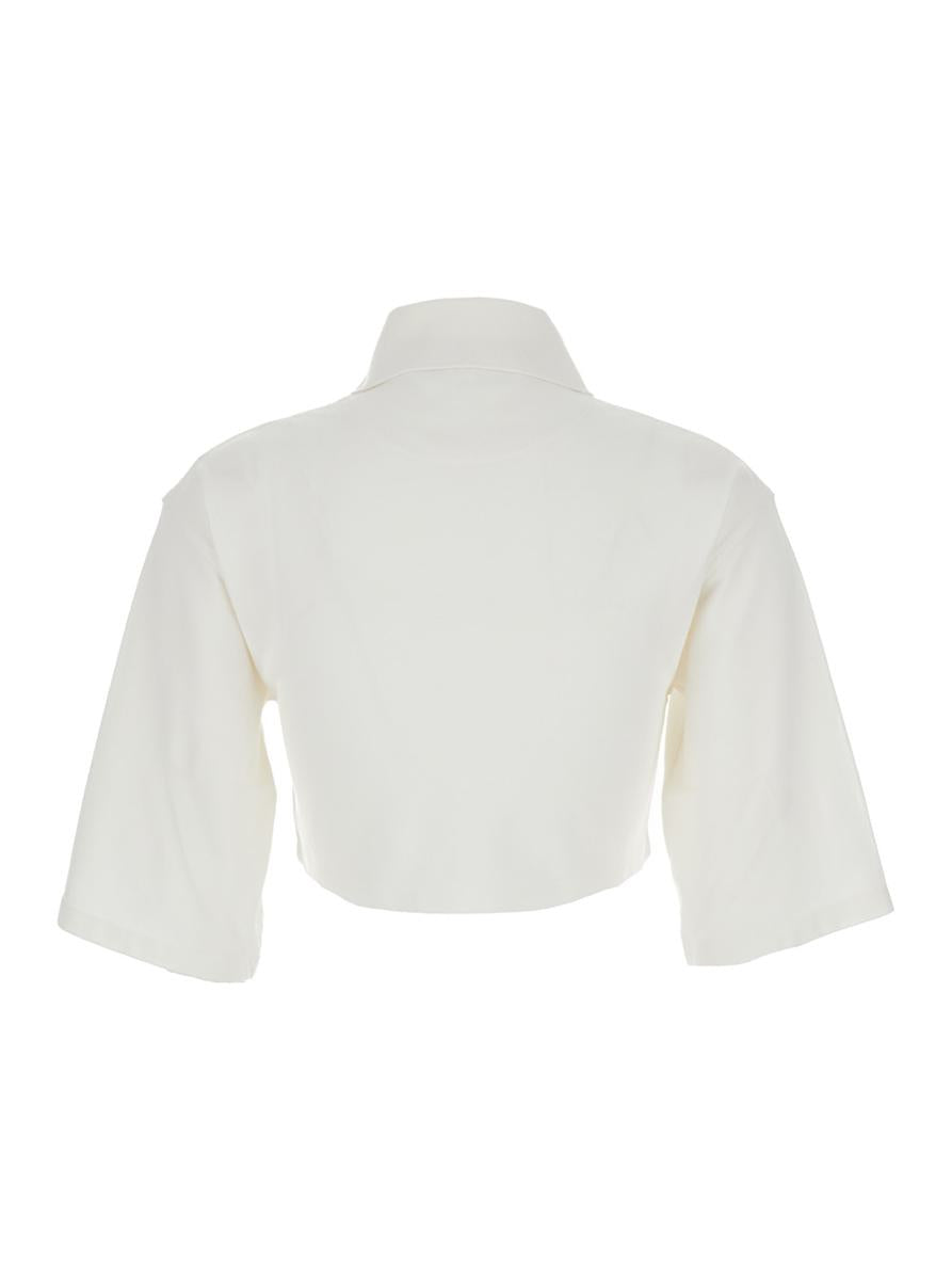 Weißes Crop-Shirt aus Baumwolle für Damen