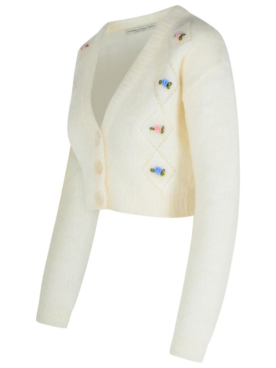 Alessandra Rich – Strickjacke aus Mohairmischung in Elfenbein