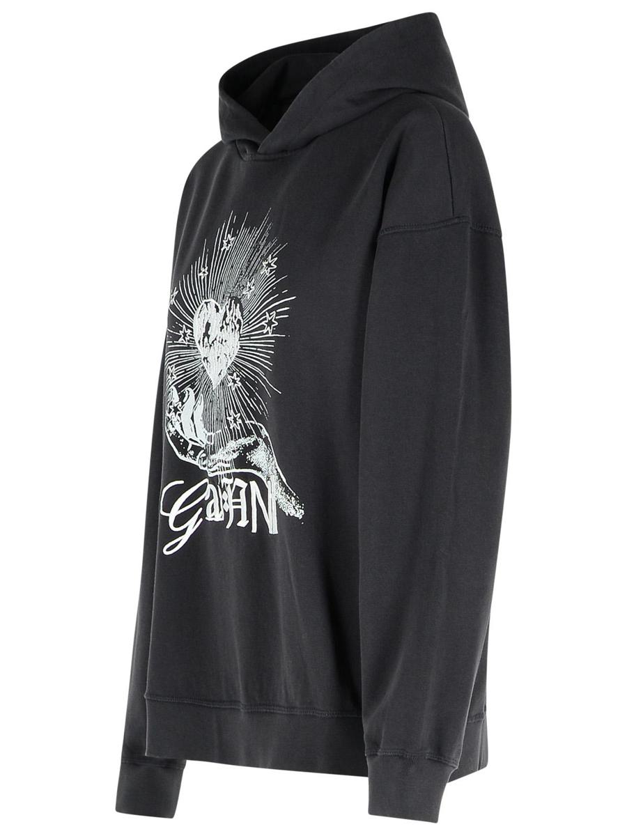 Schwarzes Baumwoll-Sweatshirt von Ganni