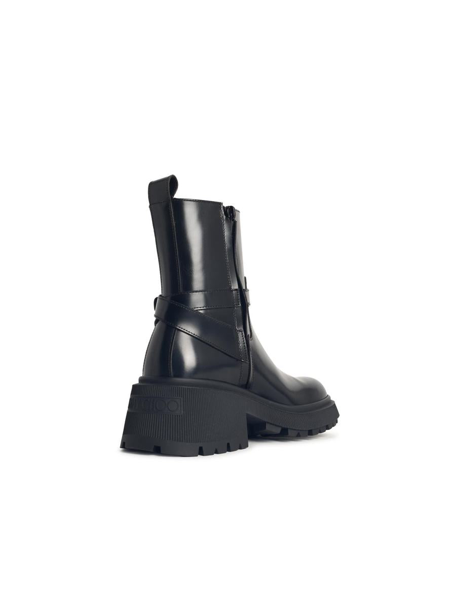 Jimmy Choo – Conny Flat – Schwarze Lederstiefeletten
