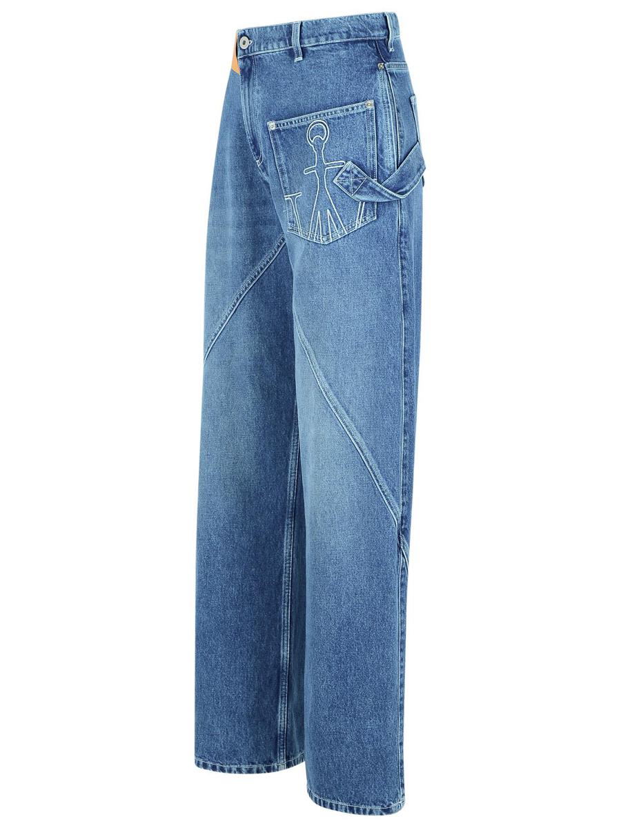 JW Anderson – Workwear-Baumwollhose mit hellblauem, verdrehtem Bein