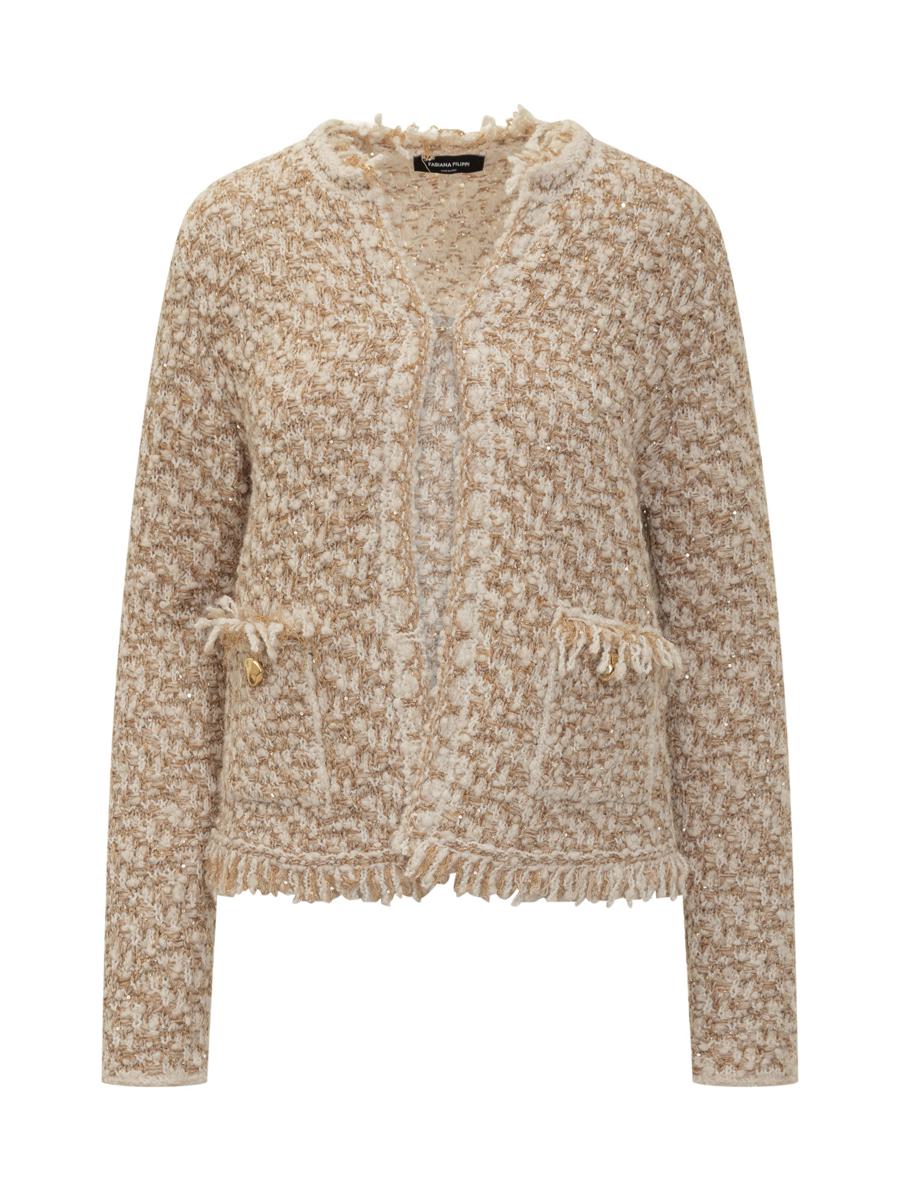 Fabiana Filippi Beige Bouclé-Jacke mit Fransen von Fabiana Filippi