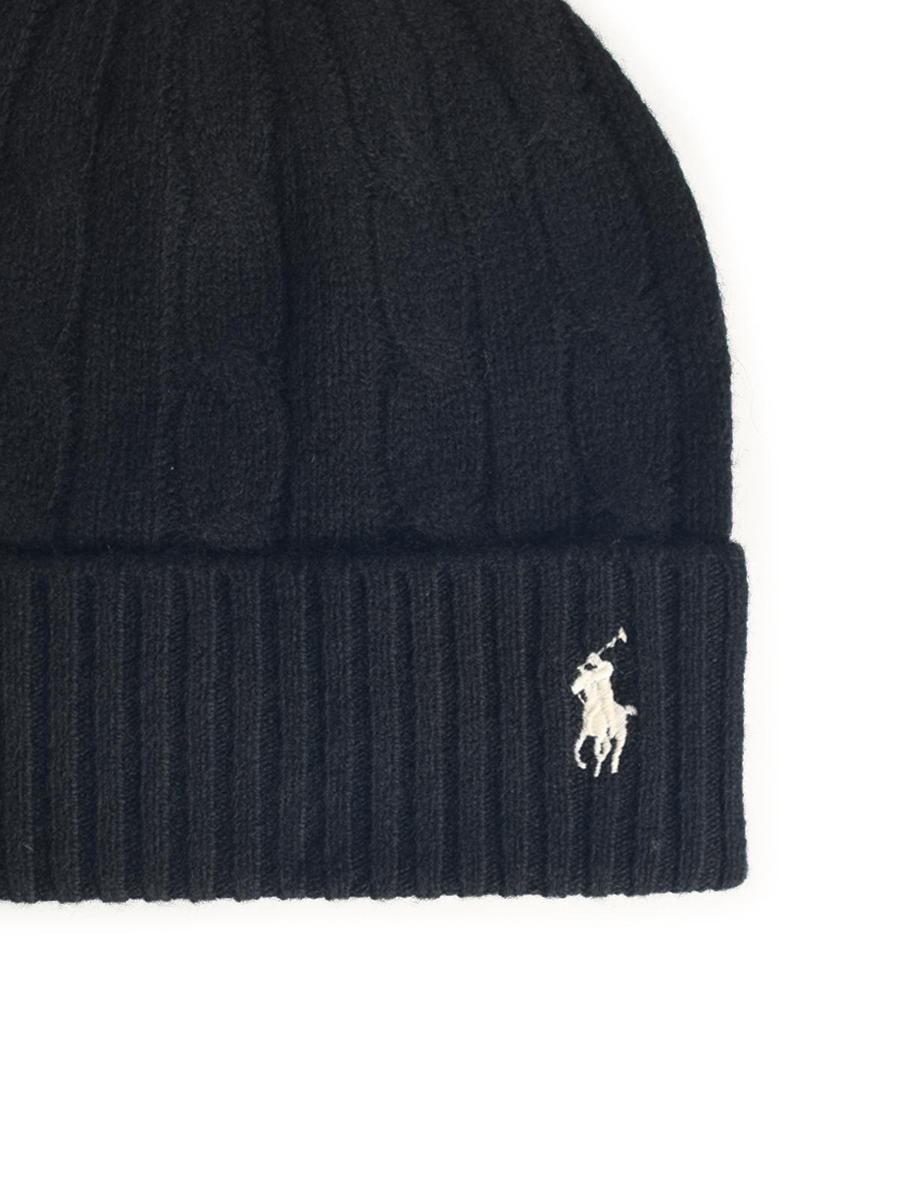 Polo Ralph Lauren – Schwarze Beanie aus Wollmischung