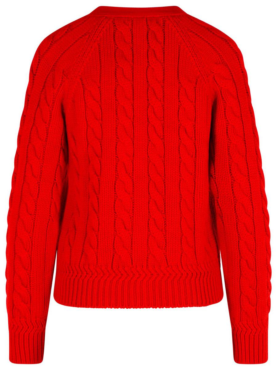 Bally – Rote Strickjacke aus extrafeiner Merinowolle