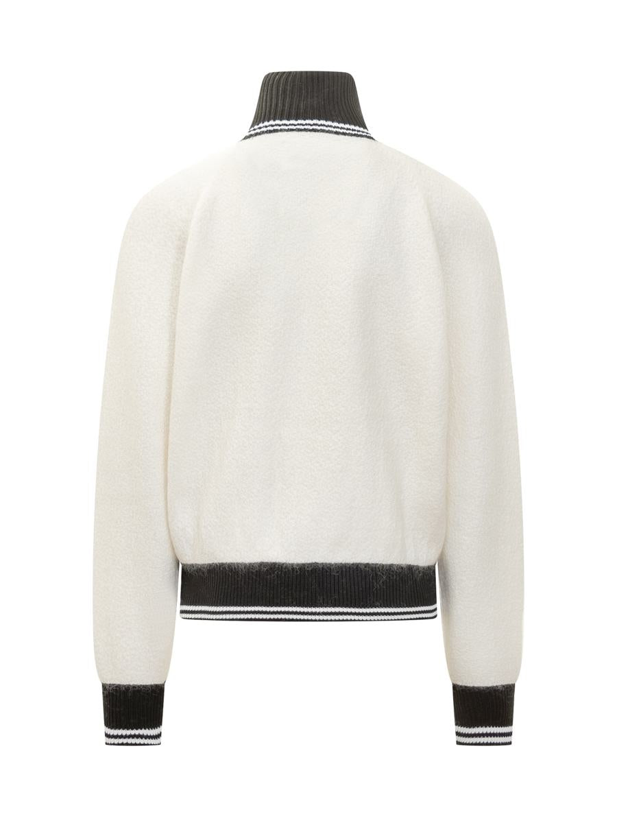 Jil Sander Jil Sander Zweifarbige Strickjacke mit Reißverschluss