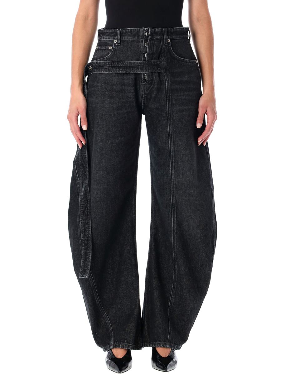 Jean Paul Gaultier – Locker geschnittene Jeans mit schwarzen Denim-Riemen