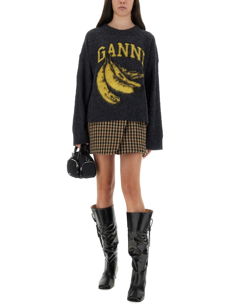 Ganni-Jersey mit Banane und Logo