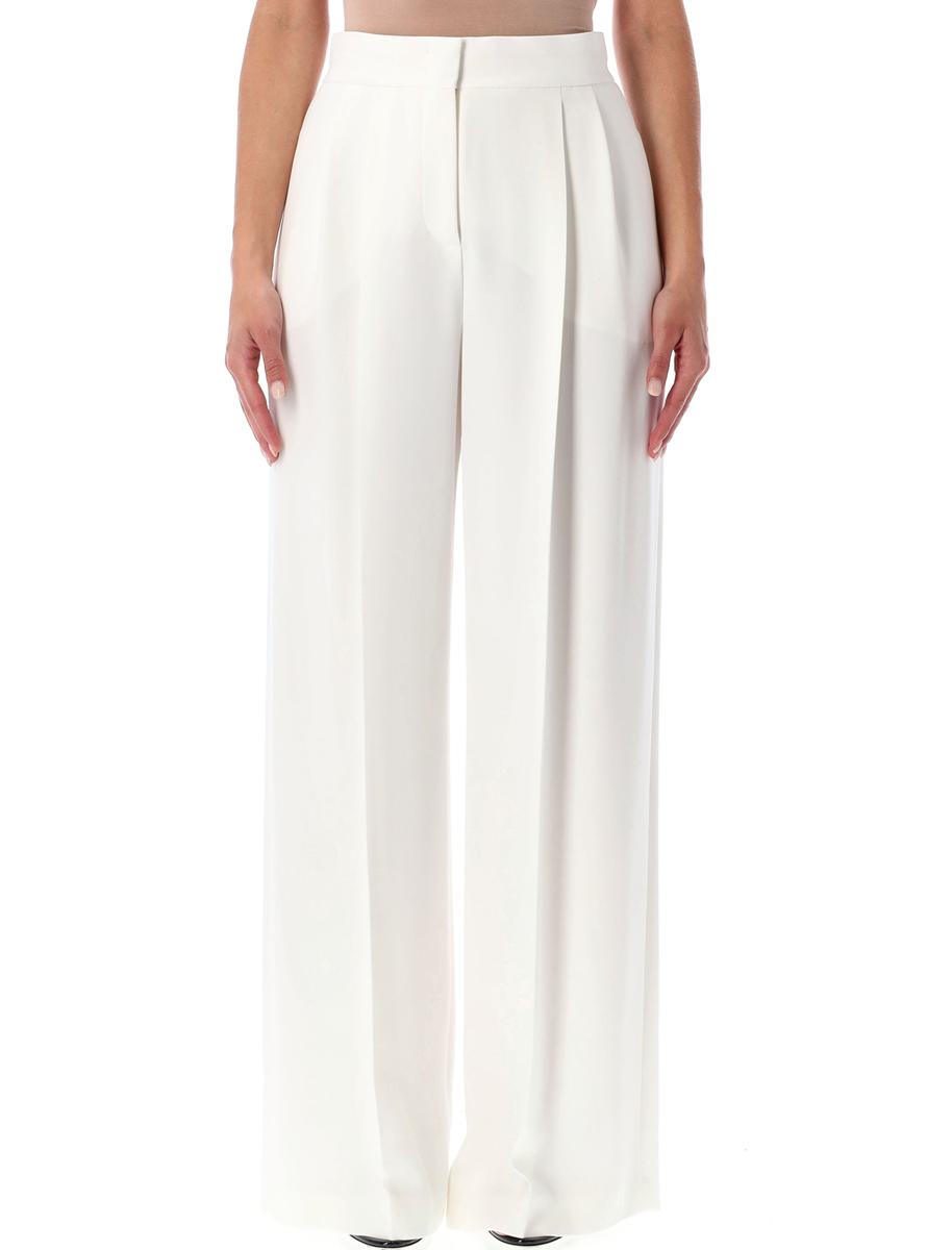 Alberta Ferretti – Weiße Bundfaltenhose mit weitem Bein