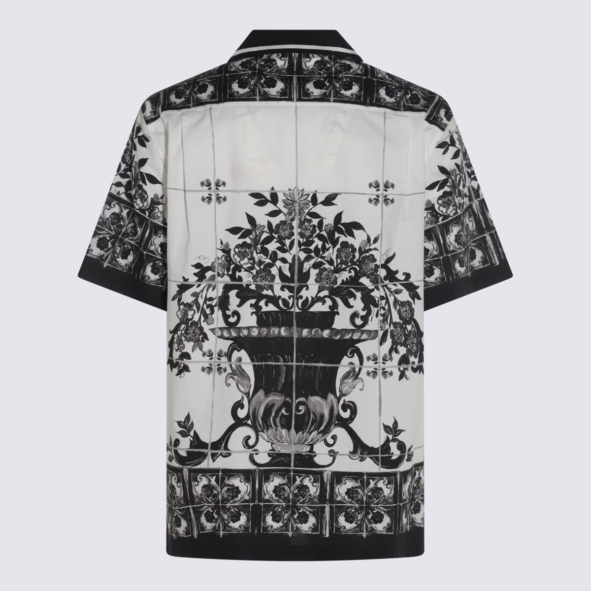 Weißes und schwarzes Baumwollhemd von Dolce & Gabbana