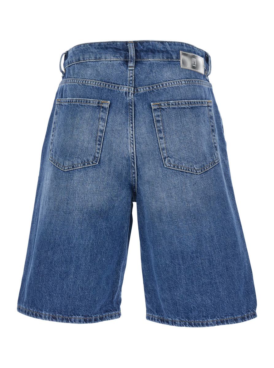 Blaue Bermudahose „Gianna“ mit Logo-Aufnäher auf der Rückseite aus Denim für Damen