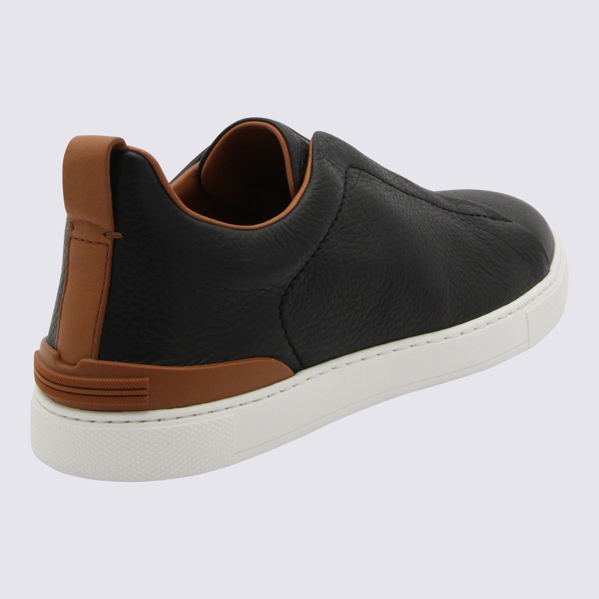Zegna – Schwarze Leder-Sneaker