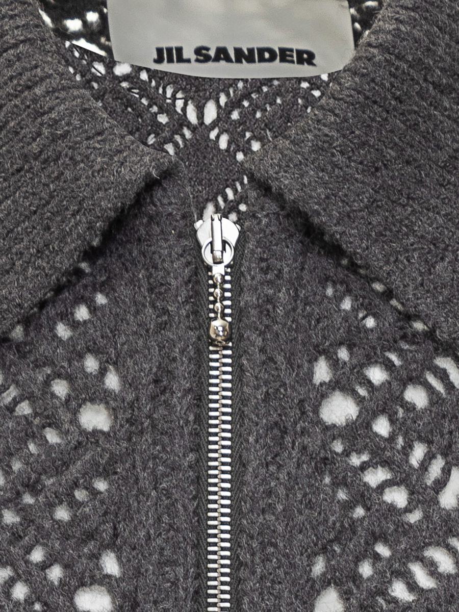 Jil Sander Jil Sander Graue bestickte Strickjacke