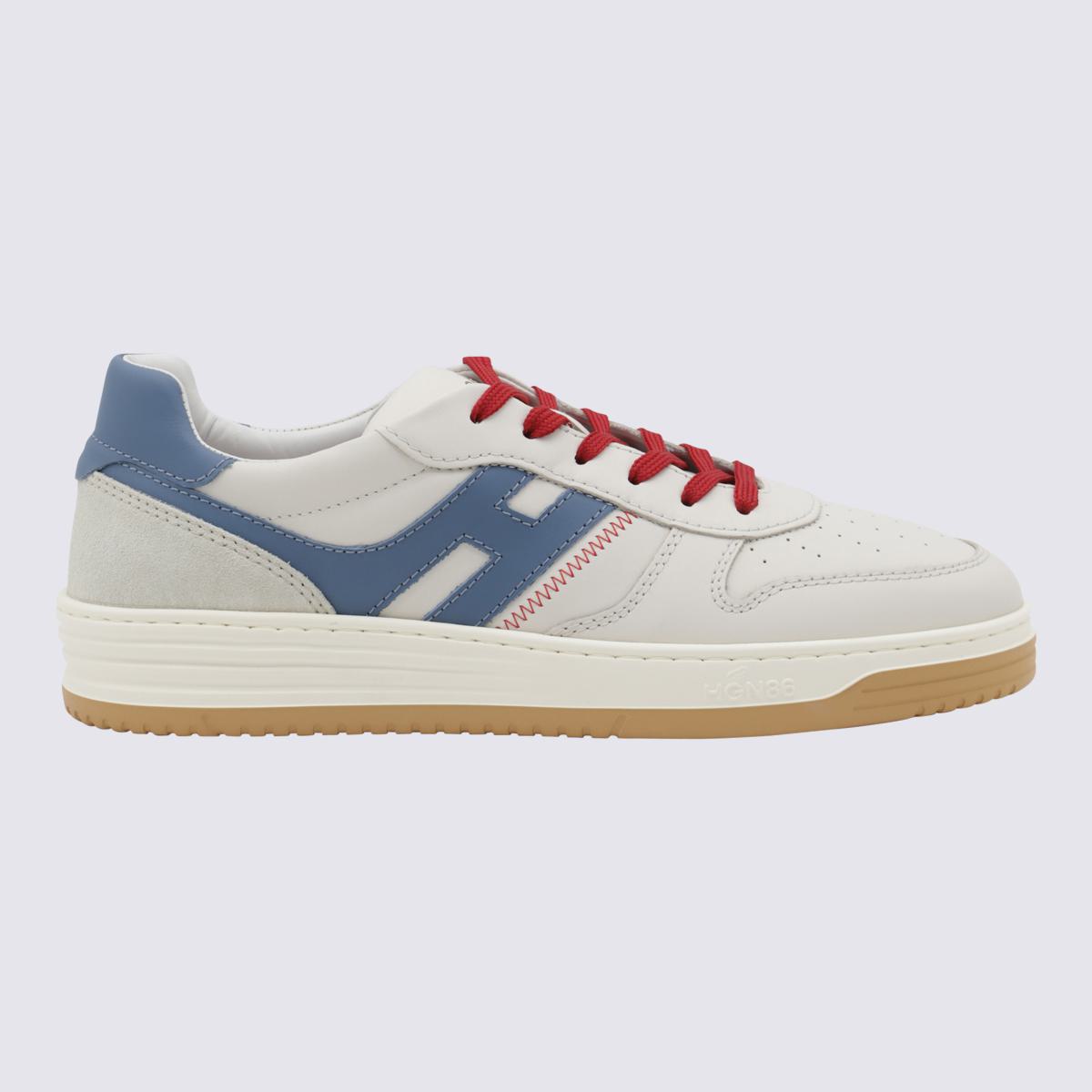 Hogan Sneakers aus weißem und hellblauem Leder