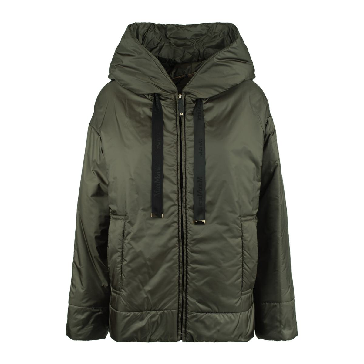 Max Mara – Gefütterte, tropfwassergeschützte Canvasjacke mit Kapuze in Grün-Khaki