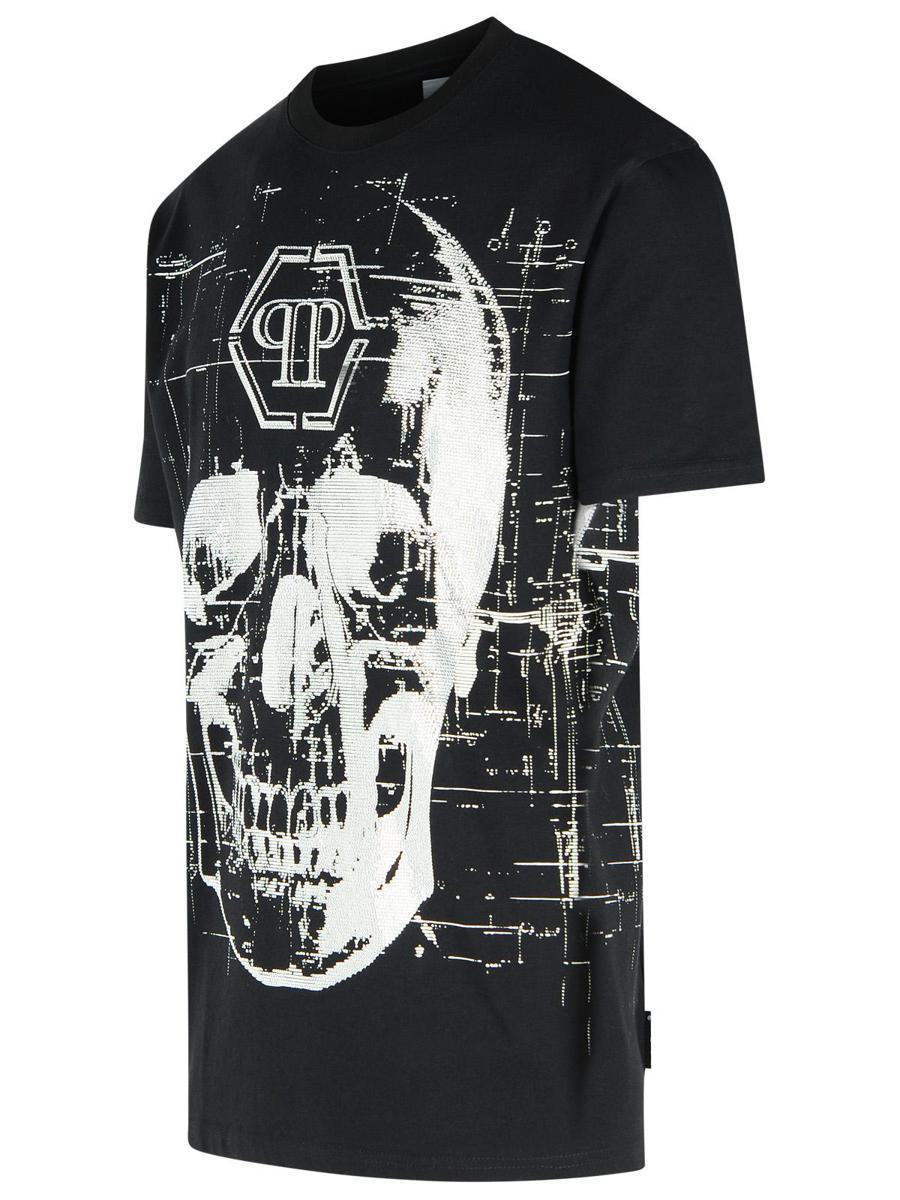 Schwarzes Baumwoll-T-Shirt von Philipp Plein