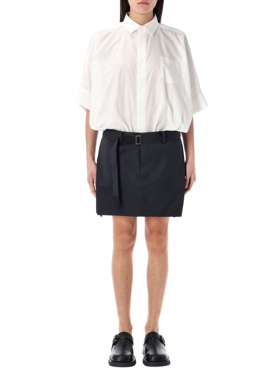 Sacai Minikleid aus Baumwollpopeline und Wolle