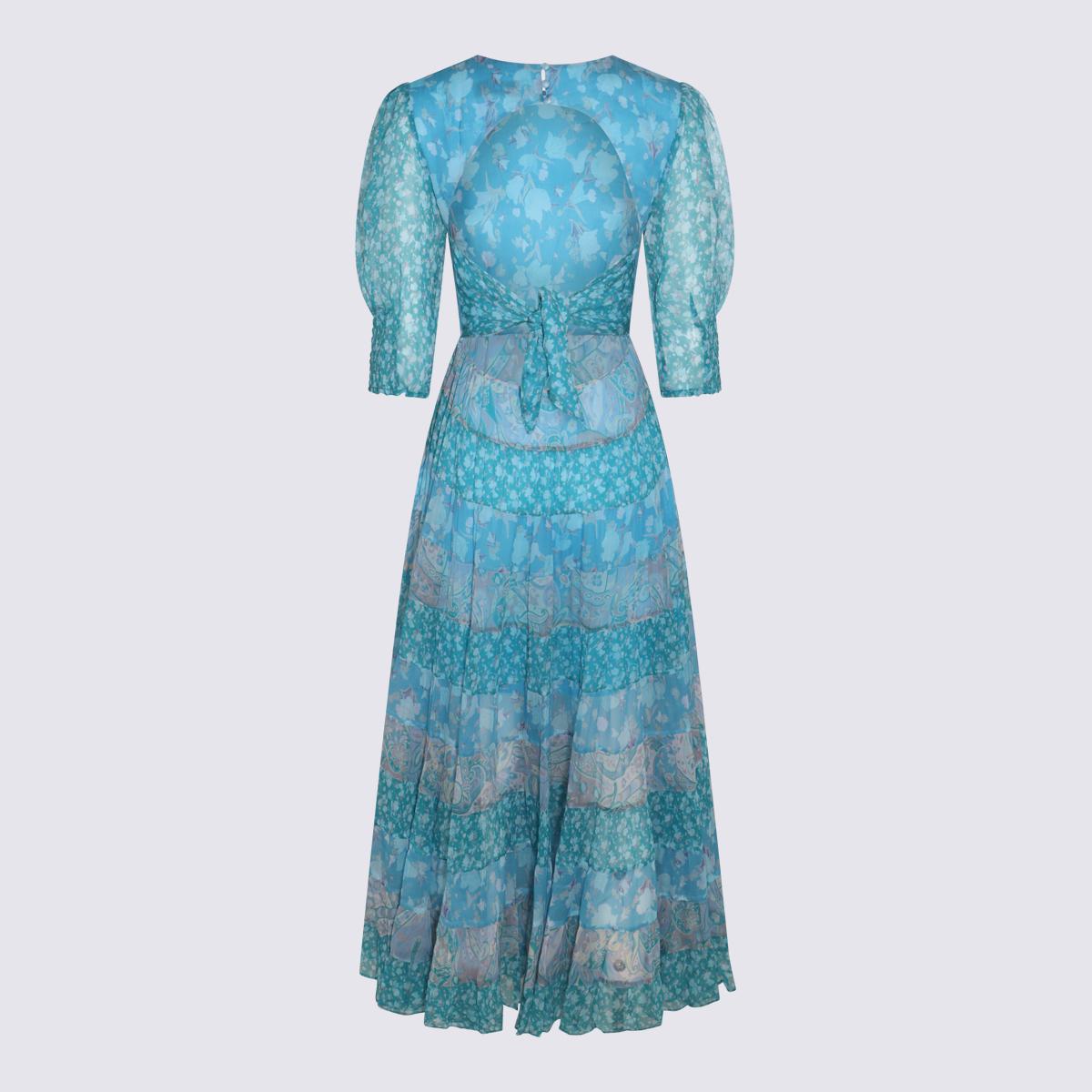 Rixo Agyness-Kleid aus Viskose-Mix in Havana mit Blumenmuster in Blau