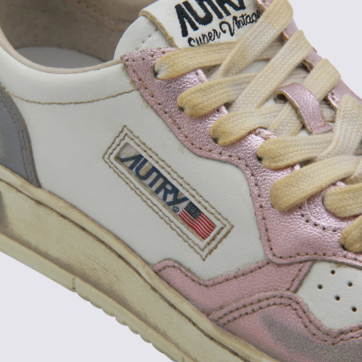 Autry – Weiße und graue Sup Vint Low-Metal-Sneaker