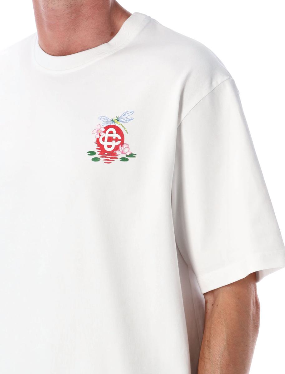 Casablanca – Weißes Oversize-T-Shirt mit Libellen-Blumenmuster