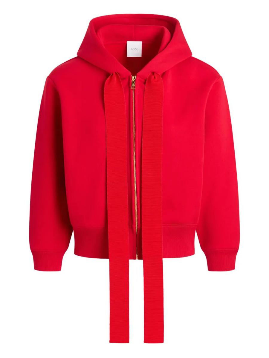 Patou – Kapuzenpullover mit Reißverschluss und Logo und JP-Monogramm aus Bio-Baumwollfleece