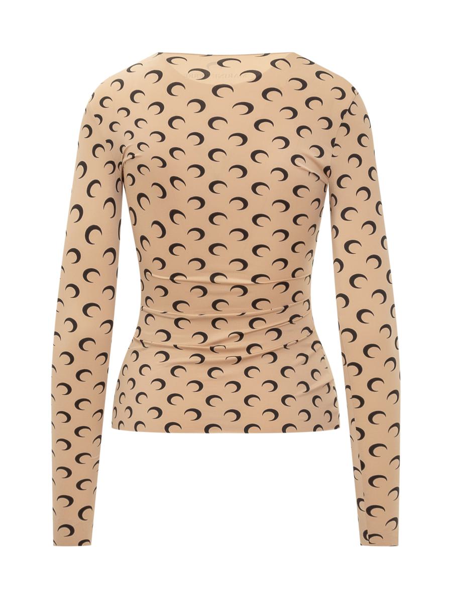 Marine Serre Beige Tailliertes Top mit Mond-Print von Marine Serre