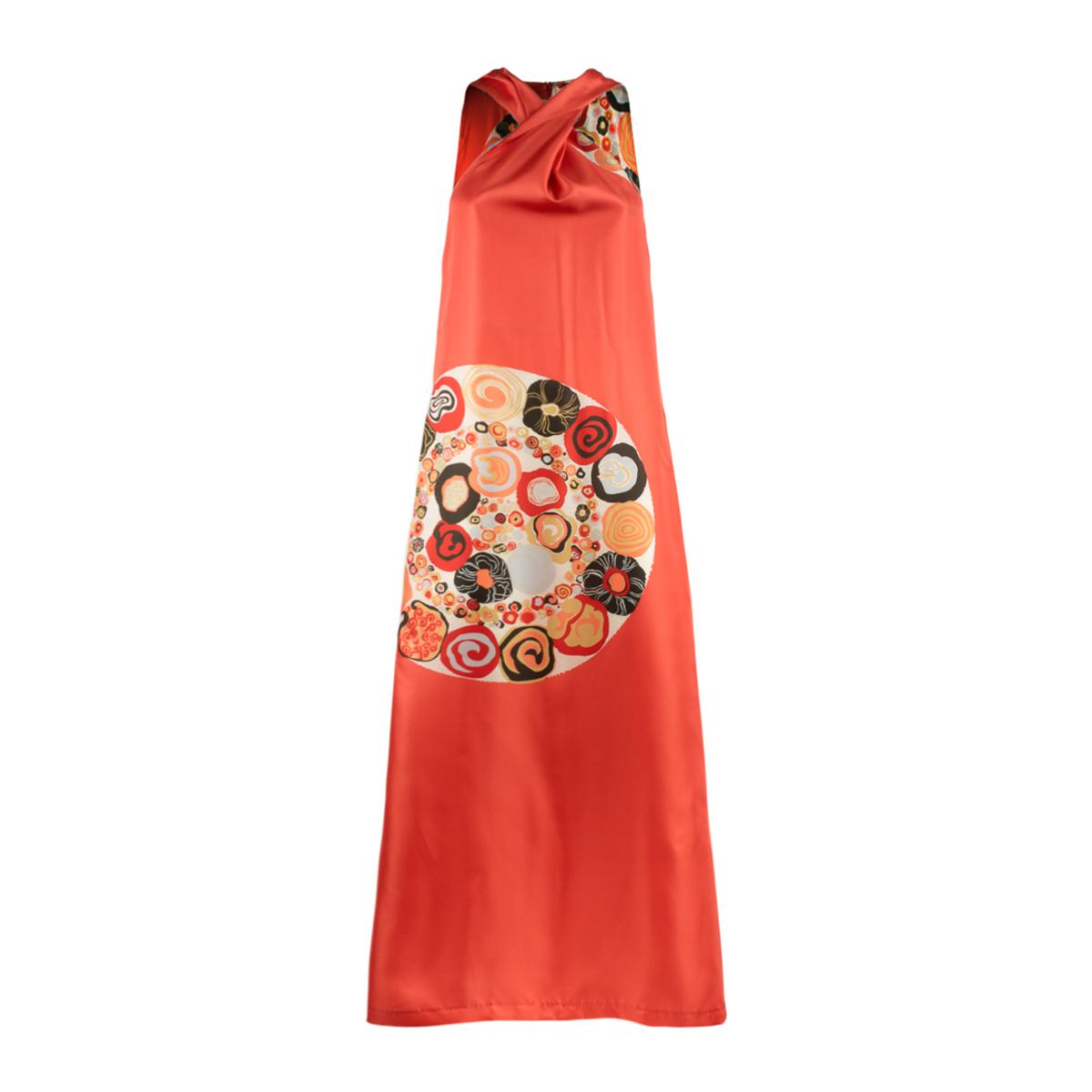 Le Sarte – Langes Seidenkleid „Pettegole“ mit Klimt-Print
