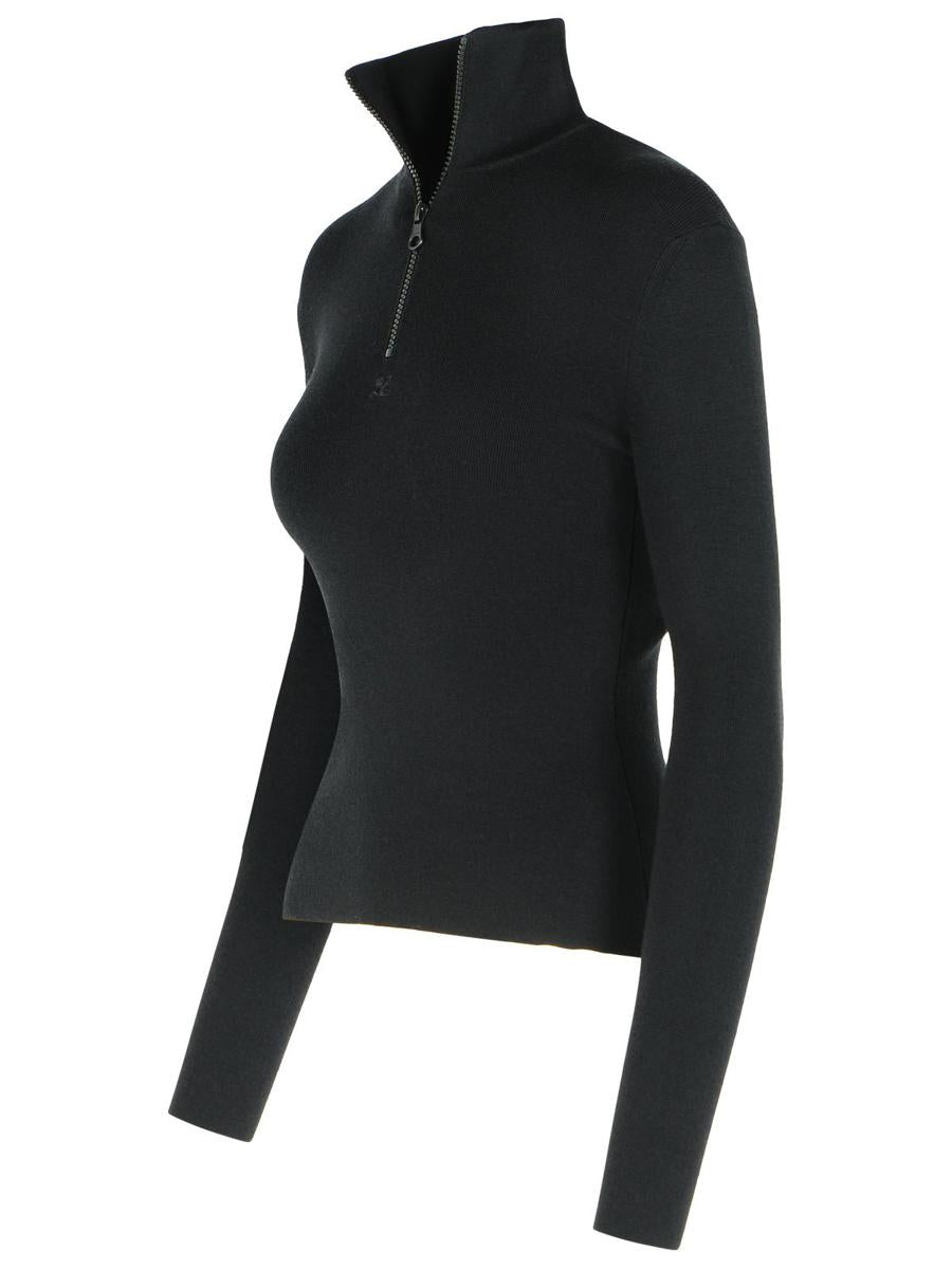 Schwarzer Pullover aus Merinowolle von Courrèges