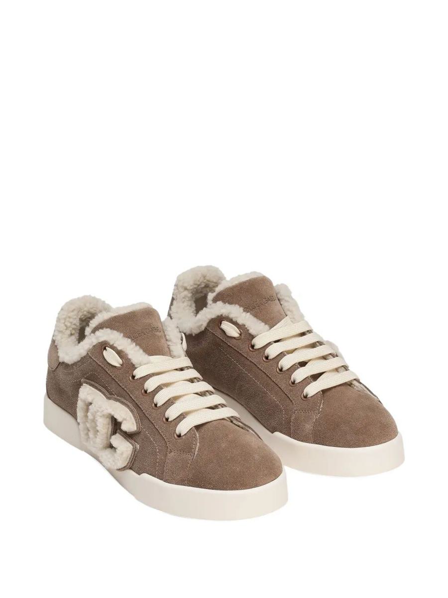 Dolce & Gabbana – Wildleder-Sneakers mit Lammfellfutter