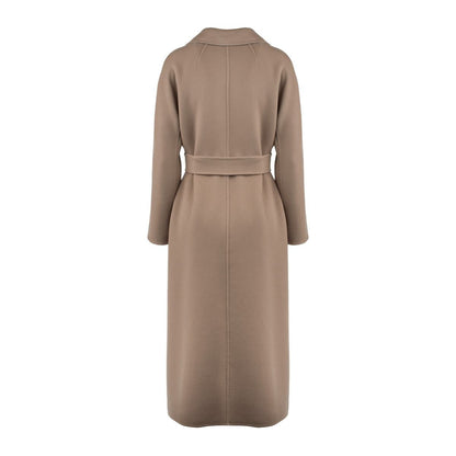 Max Mara – Midimantel aus drapierter Wolle in Taubengrau