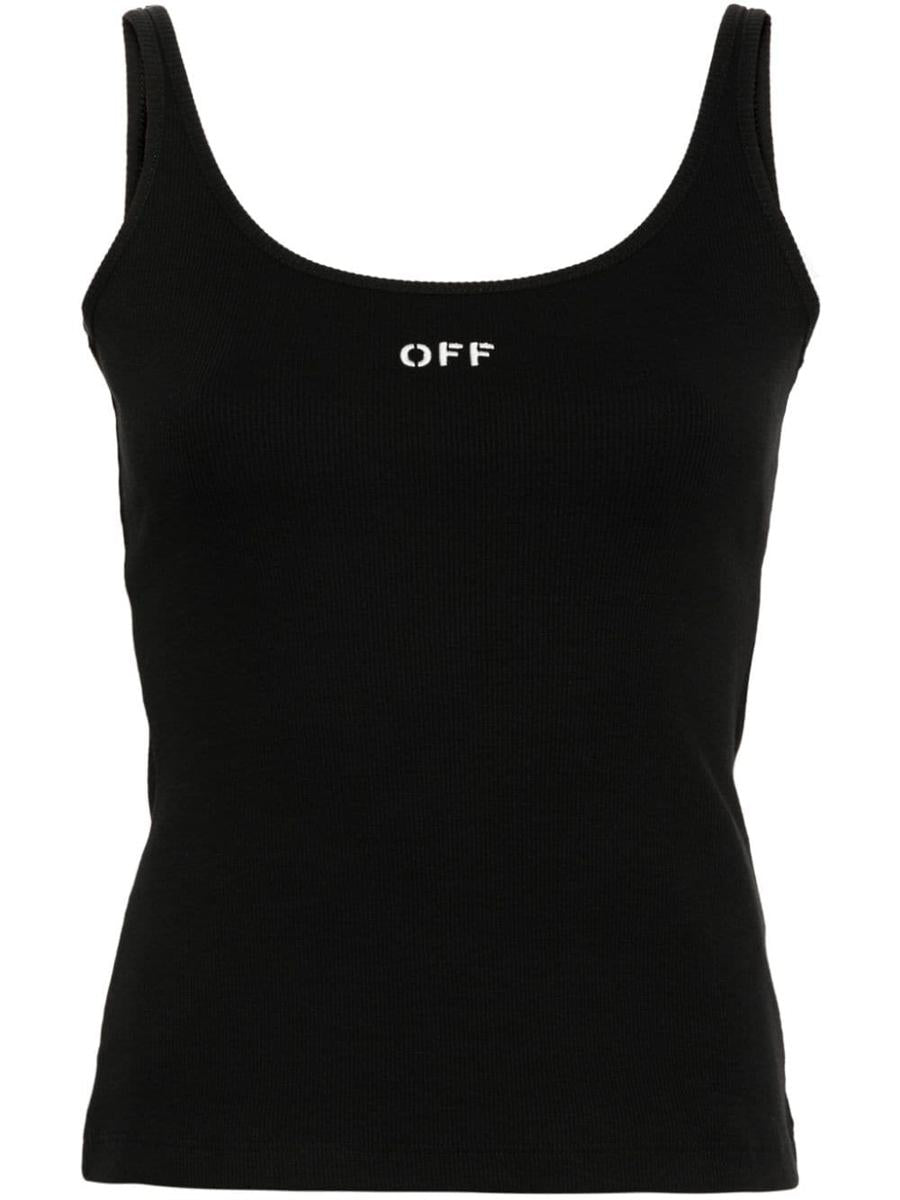Off-White Off Stamp Rib Tank Top Schwarz Weiß