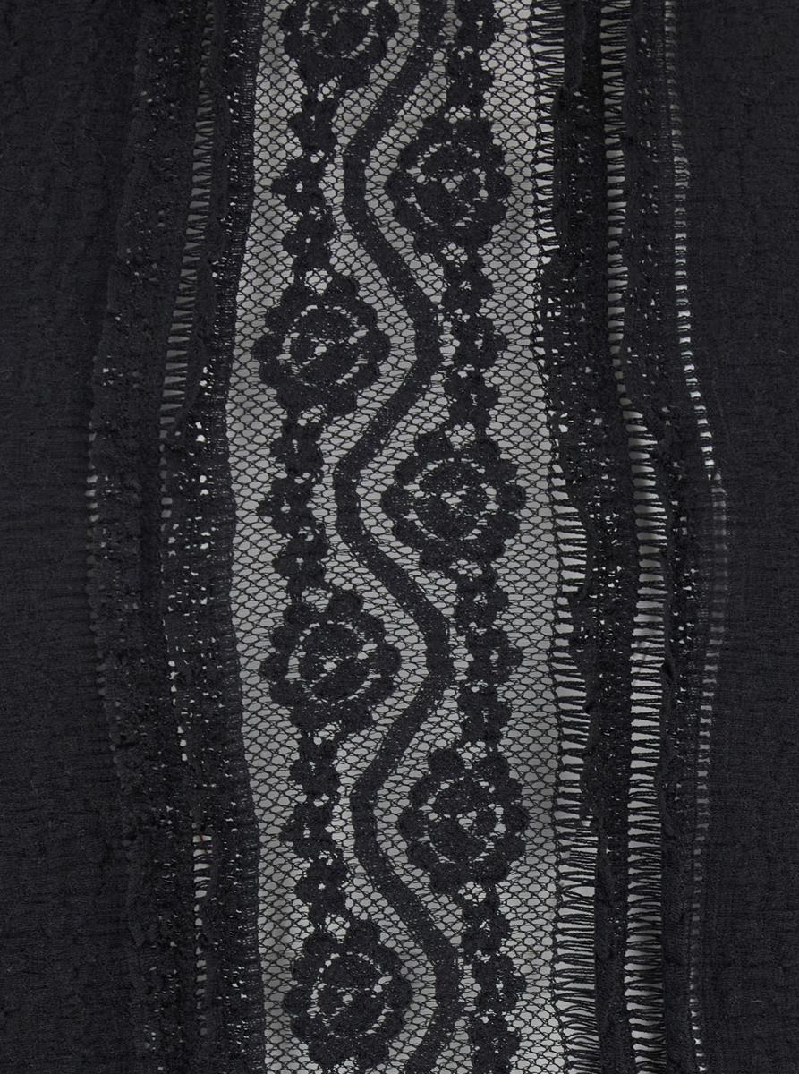 Schwarzes Top „Asteria“ mit Stickereidetails und halbtransparentem Design aus einer Mischung aus Baumwolle und technischem Stoff. Damen
