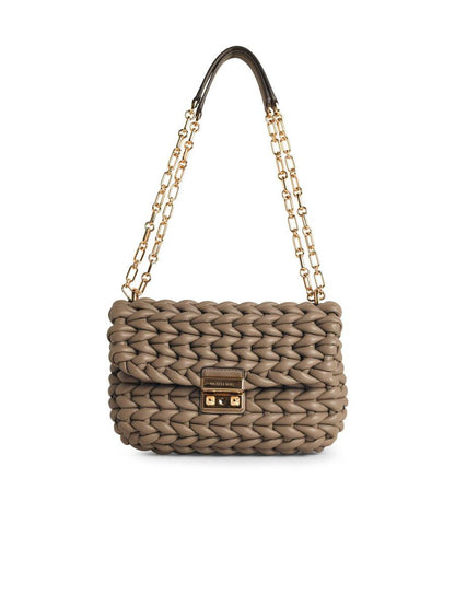 Michael Kors „Tribeca“ Schultertasche aus gewebtem Birkenleder