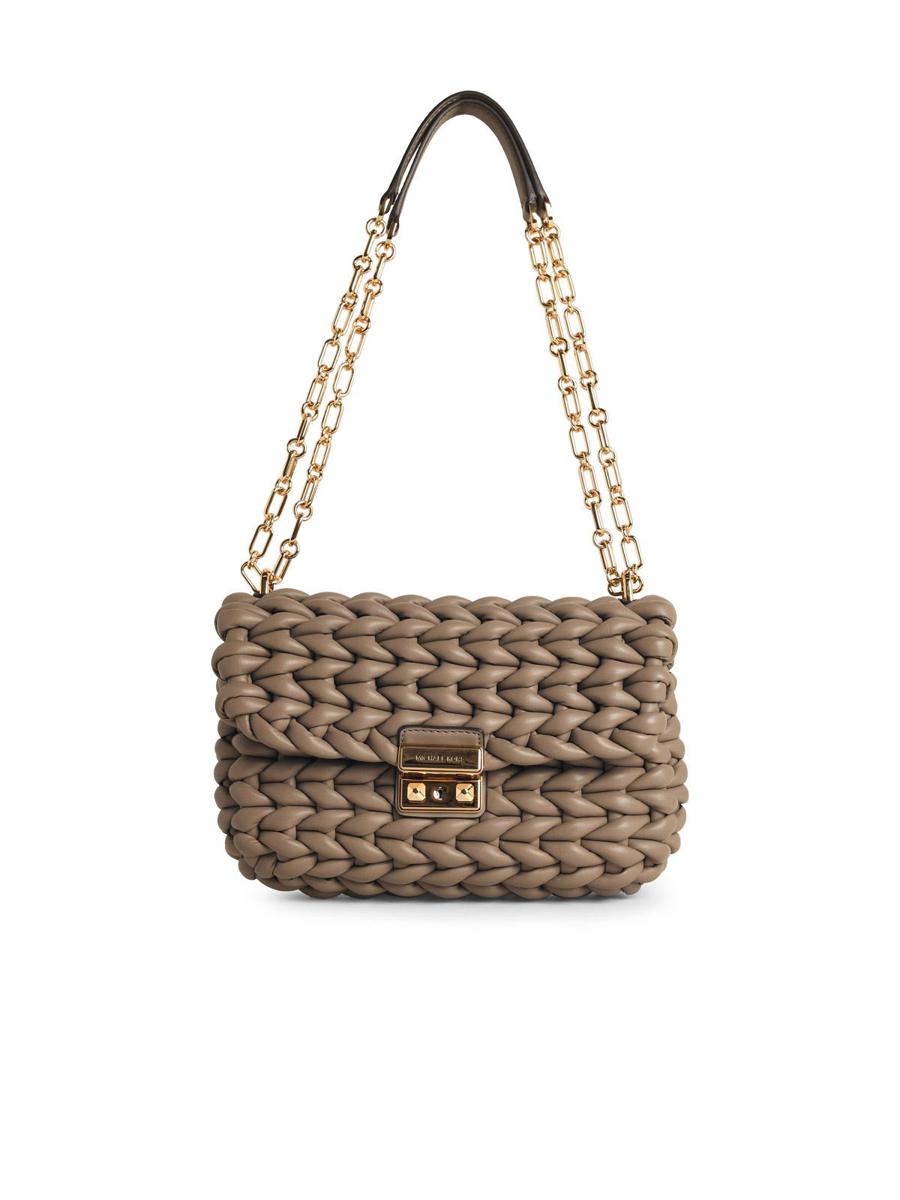 Michael Kors „Tribeca“ Schultertasche aus gewebtem Birkenleder