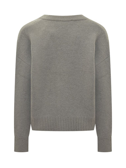 AMI Paris Ami Alexandre Mattiussi Herren Graue Wollstrickjacke